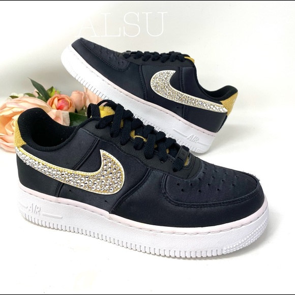 Nike & Swarovski Air Force 1 Canvas Black Yellow W - Picture 4 of 8